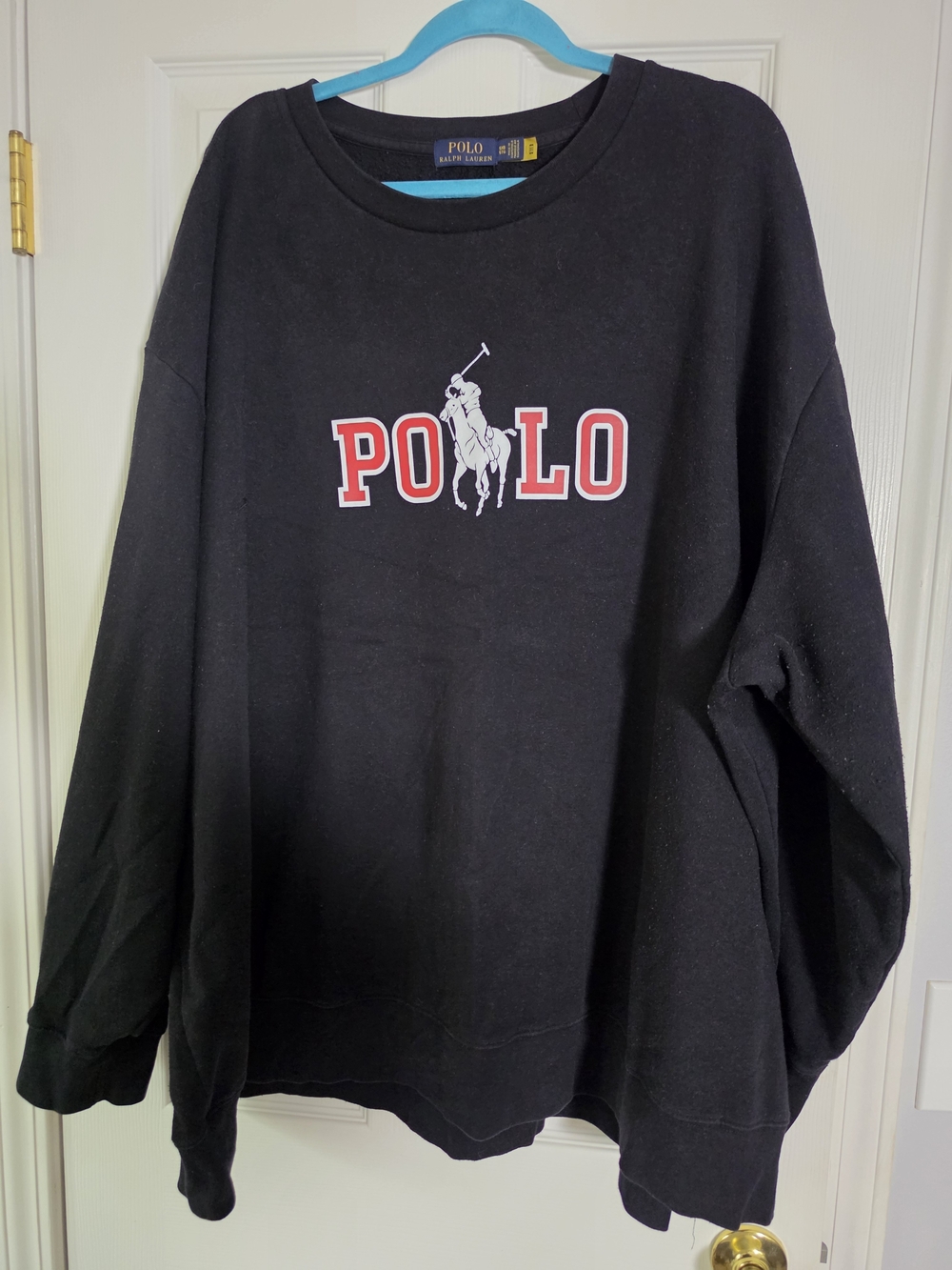 Polo Ralph Lauren Big Pony Sweatshirt 5XB Black Red Spellout Big & Tall